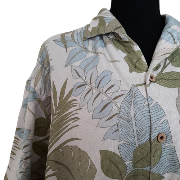 Tommy Bahama Men's Shirt Short Sleeve Button Down Silk Cotton Tropical Ferns XL - Picture 2 of 8